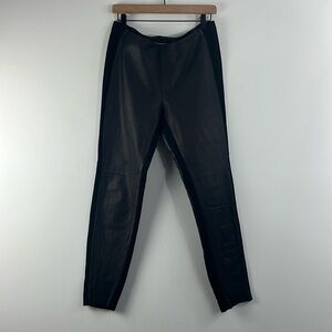 Illia 100% Leather Ponte Knit Sides Black Leggings Womens Size L Minimlaist